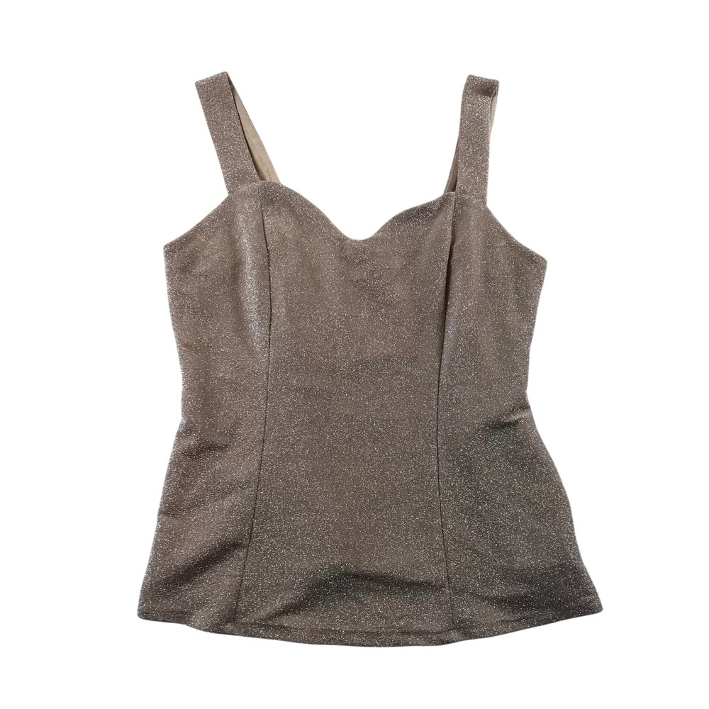 Anthropologie Eri + Ali Peach Metallic Shimmer Sweetheart Tank Top NWT Large